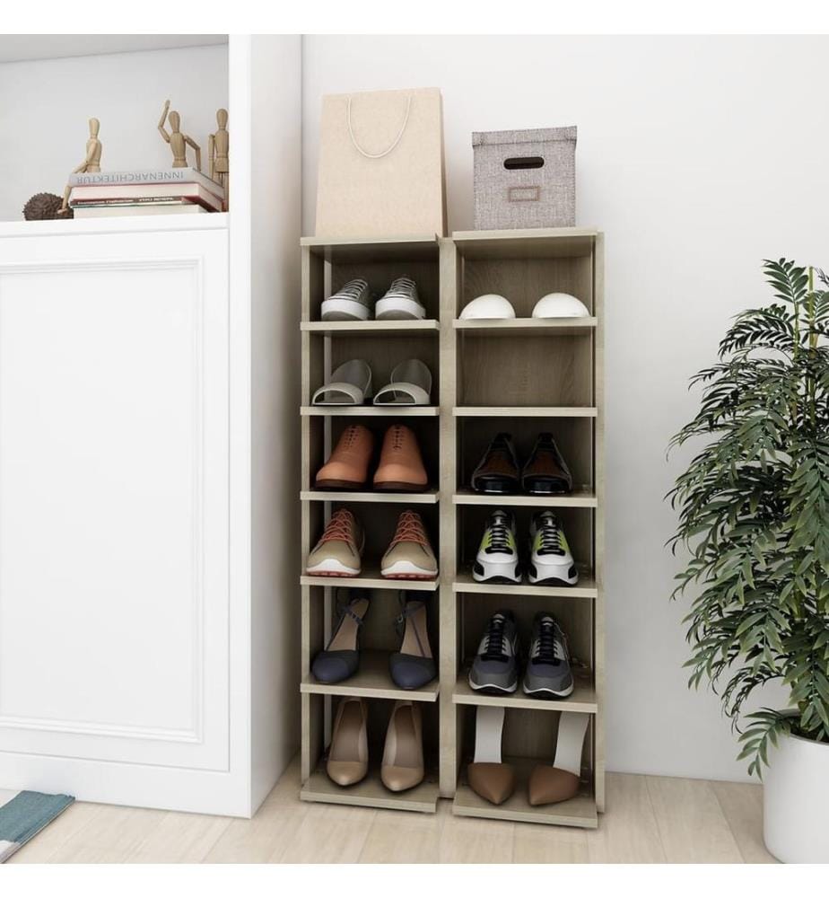 Schuhschränke 2 Stk. Sonoma-Eiche 27,5x27x102 cm