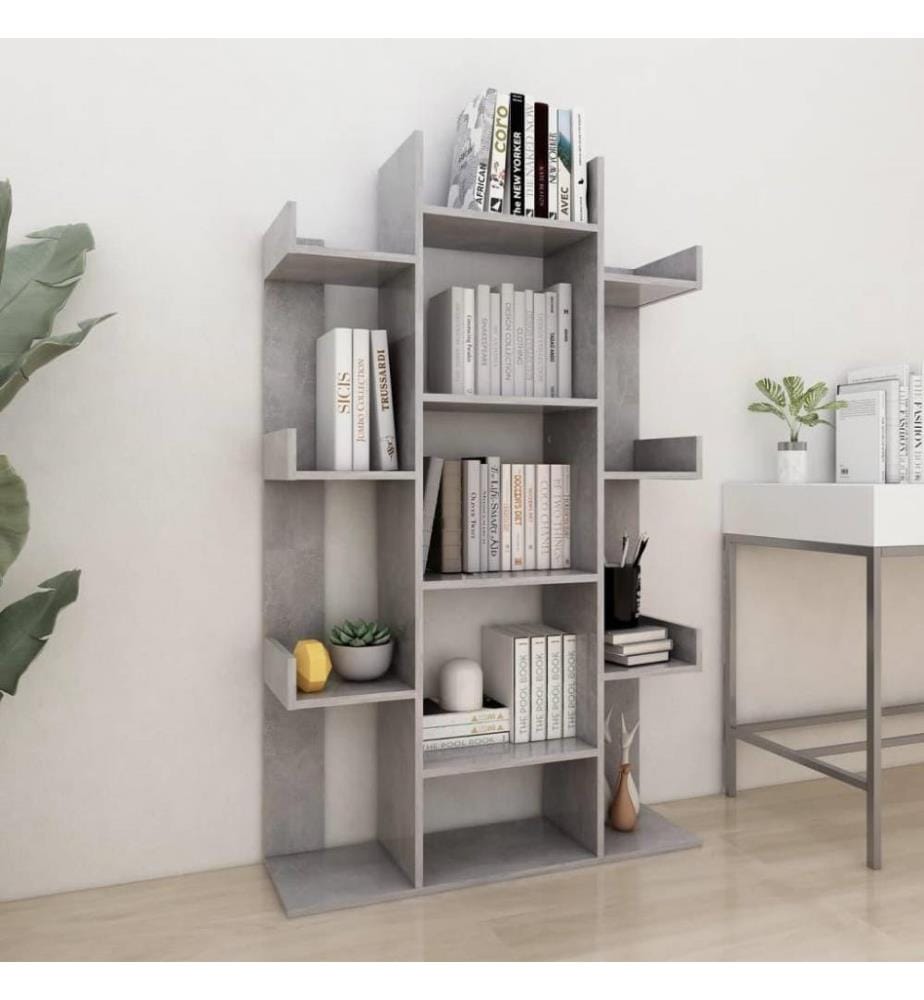 Bibliothèque Gris béton 86x25,5x140 cm Aggloméré
