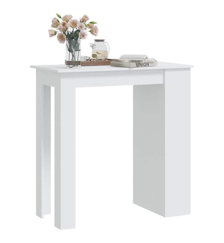 Table de bar rangement Blanc 102x50x103,5 cm Bois d'ingénierie
