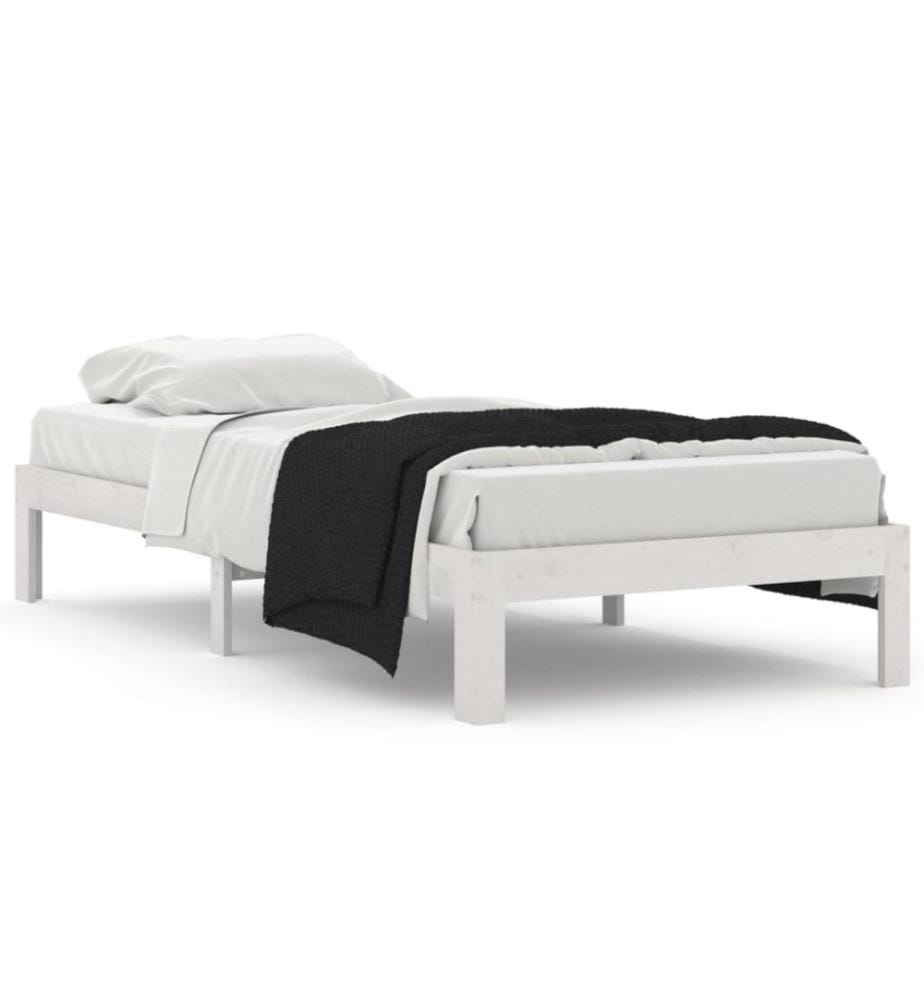 Cadre de lit Blanc Bois de pin massif 90x200 cm