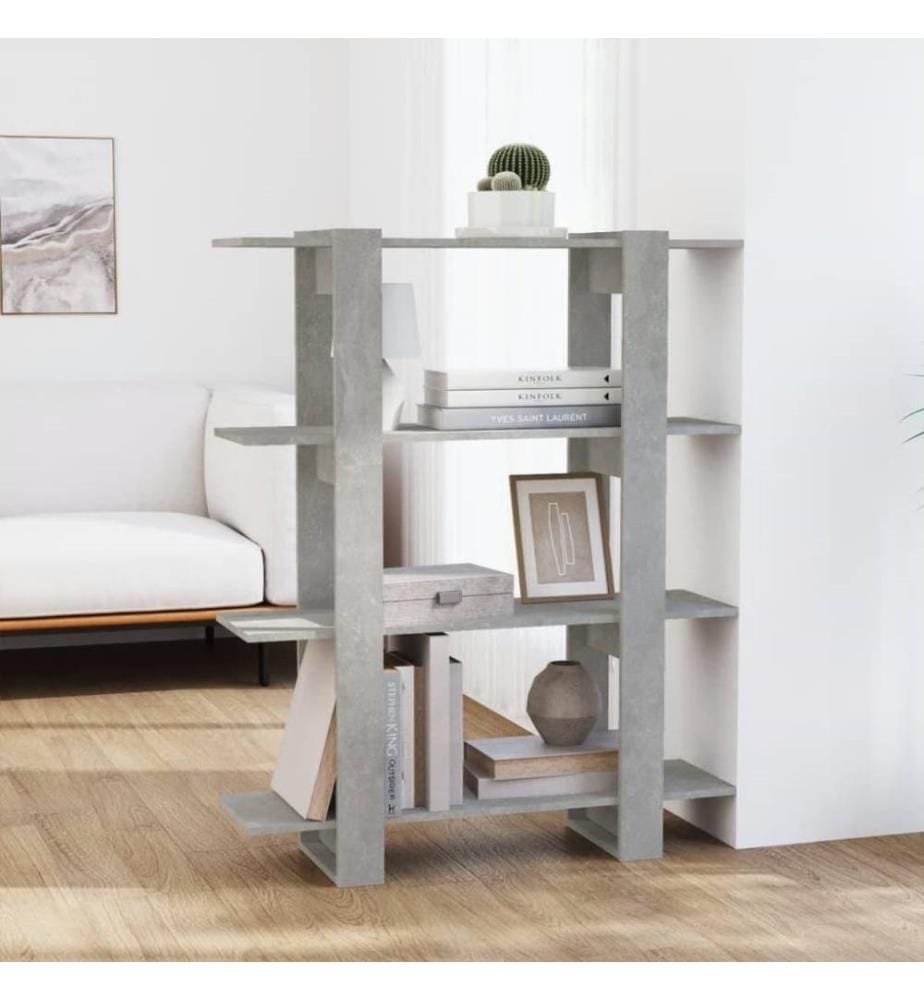 Bibliothèque/Séparateur de pièce Gris béton 100x30x123,5 cm