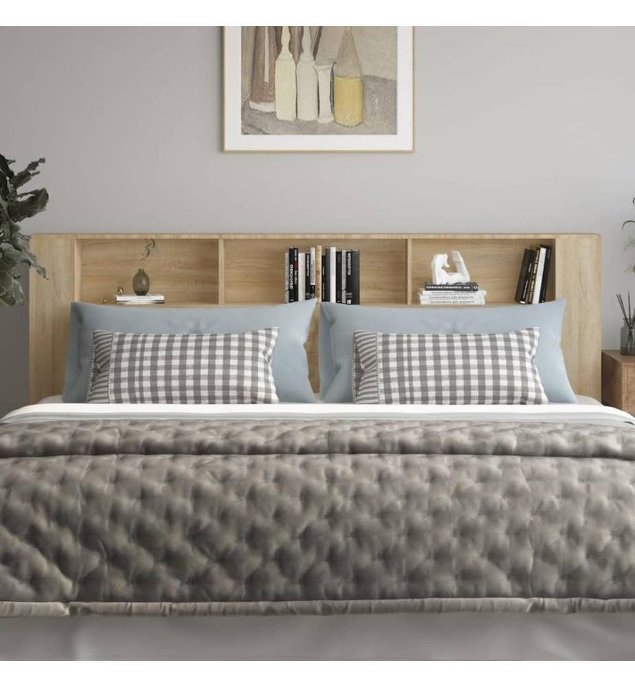 Kopfteil mit Ablagen Sonoma-Eiche 220x18,5x104,5 cm