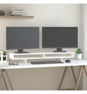Monitorständer Weiss 100x27x14 cm Massivholz Kiefer
