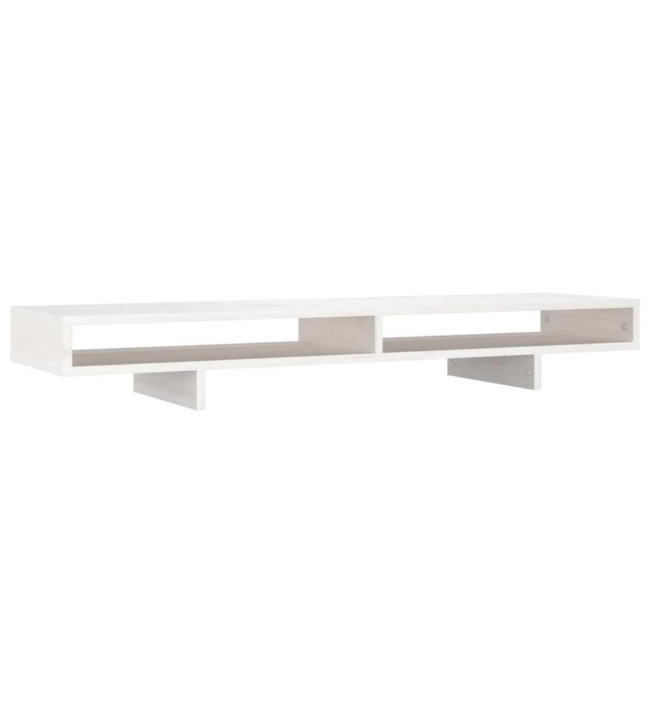 Monitorständer Weiss 100x27x14 cm Massivholz Kiefer