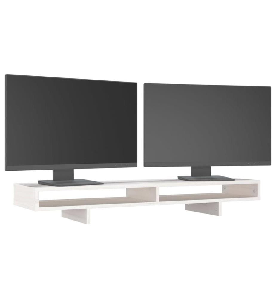 Monitorständer Weiss 100x27x14 cm Massivholz Kiefer