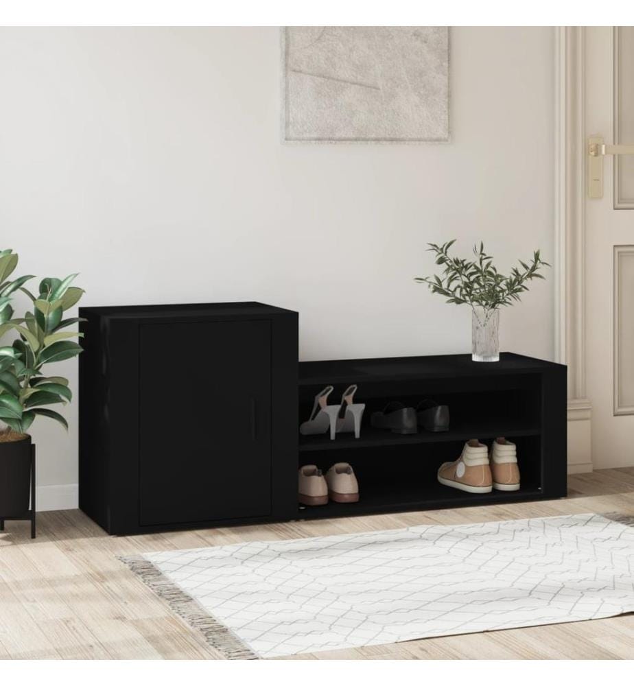 Schuhschrank Schwarz 130x35x54 cm Holzwerkstoff
