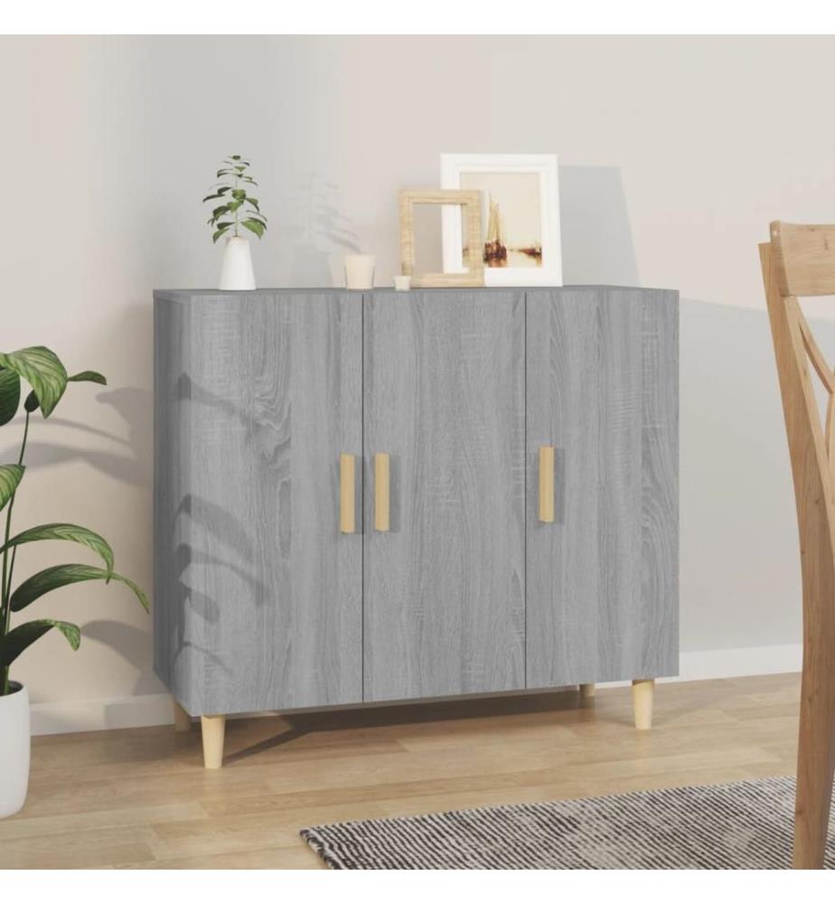 Buffet sonoma gris 90x34x80 cm bois d'ingénierie
