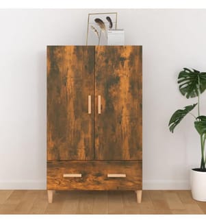 Buffet haut Chêne fumé 70x31x115 cm Bois d'ingénierie