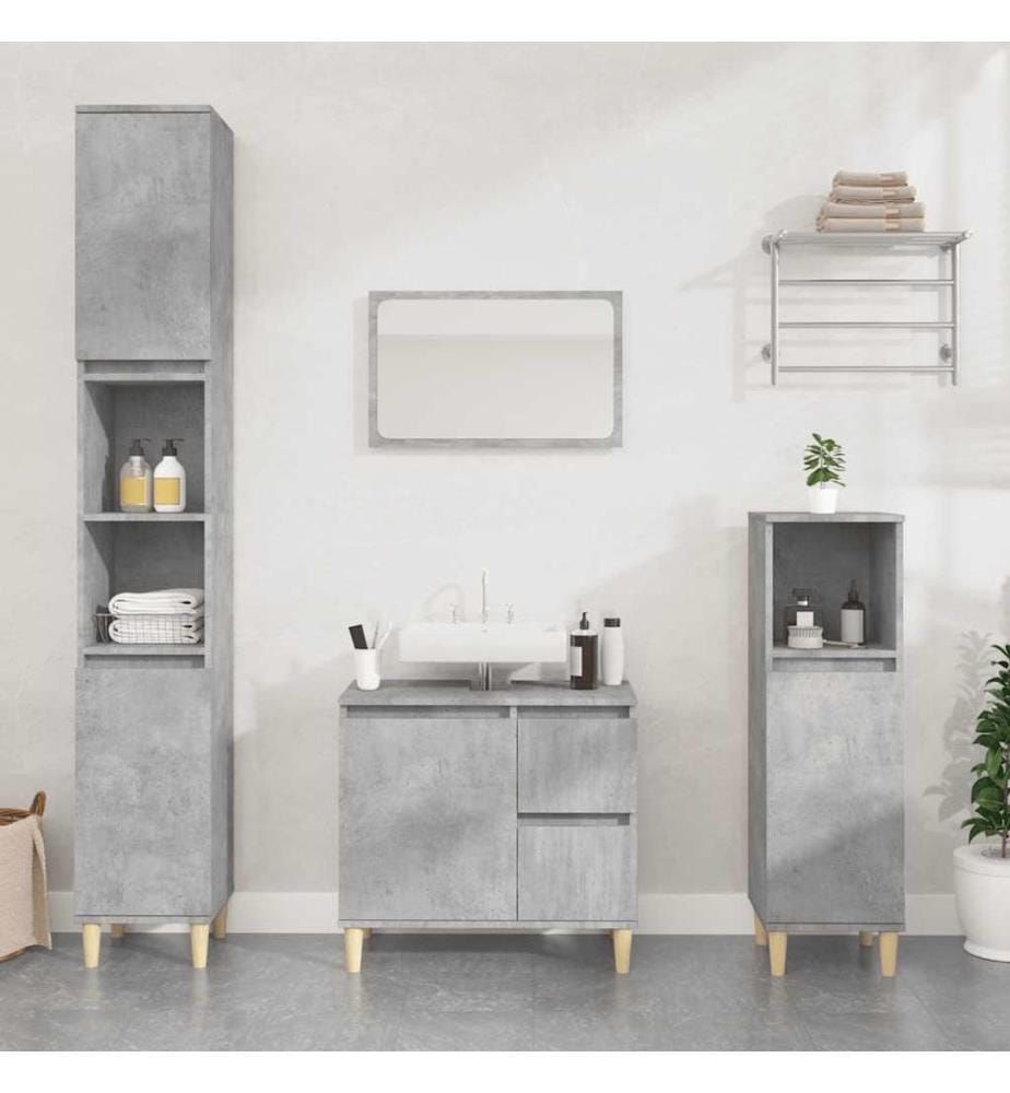 Badschrank Betongrau 65x33x60 cm Holzwerkstoff