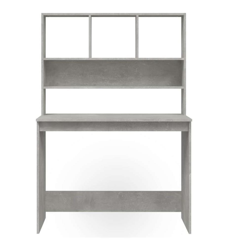 Schreibtisch mit Regal Betongrau 102x45x148 cm Holzwerkstoff