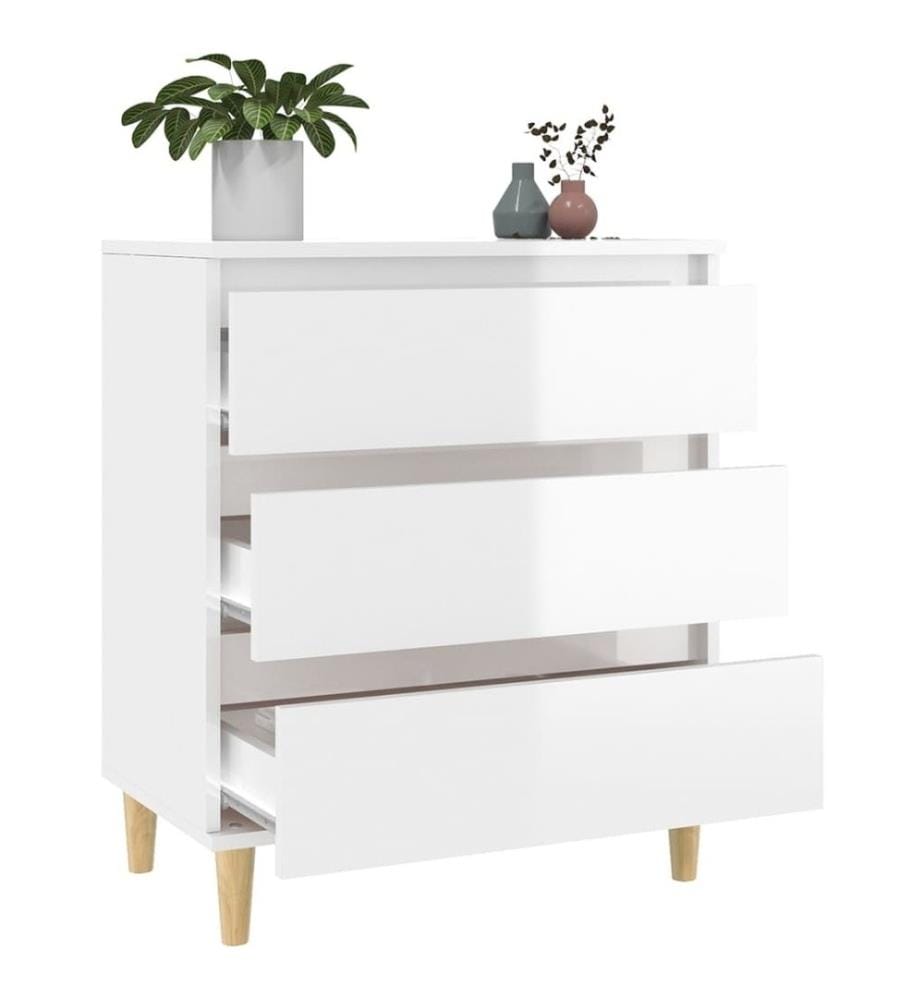 Buffet Blanc brillant 60x35x70 cm Bois d'ingénierie