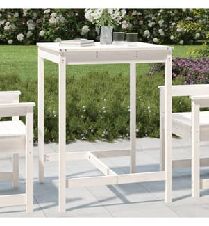 Table de jardin blanc 82,5x82,5x110 cm bois massif de pin