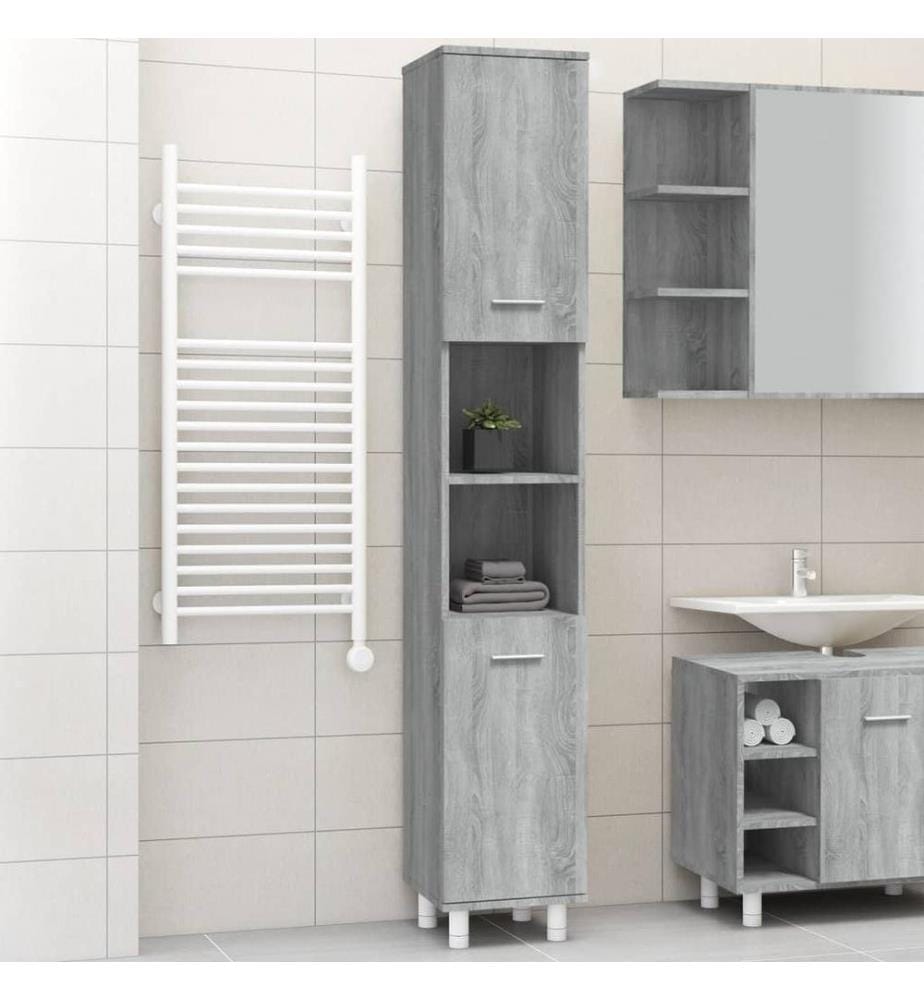 Badschrank Grau Sonoma 30x30x179 cm Holzwerkstoff