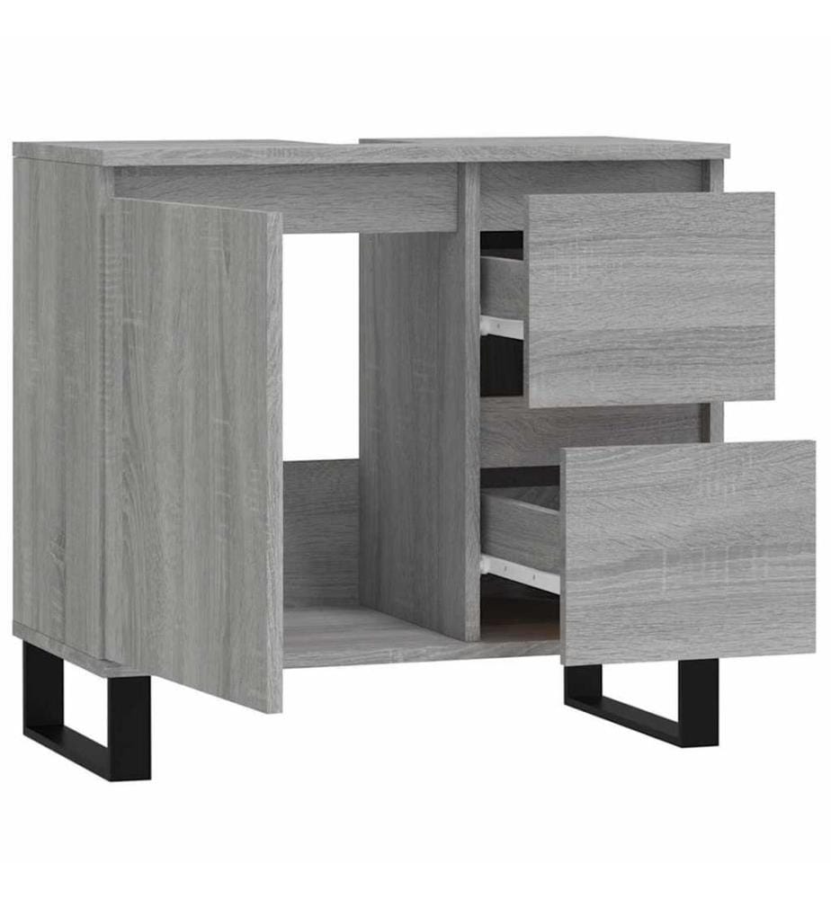 Badschrank Grau Sonoma 65x33x60 cm Holzwerkstoff