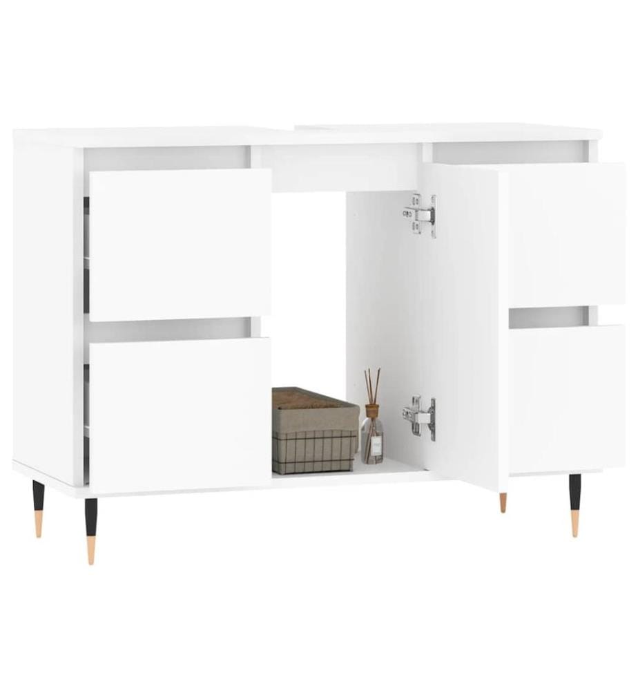 Badschrank Weiss 80x33x60 cm Holzwerkstoff