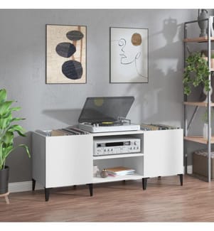 Armoire à disques blanc 121x38x48 cm bois d'ingénierie