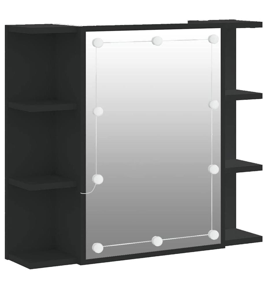 Spiegelschrank mit LED Schwarz 70x16,5x60 cm