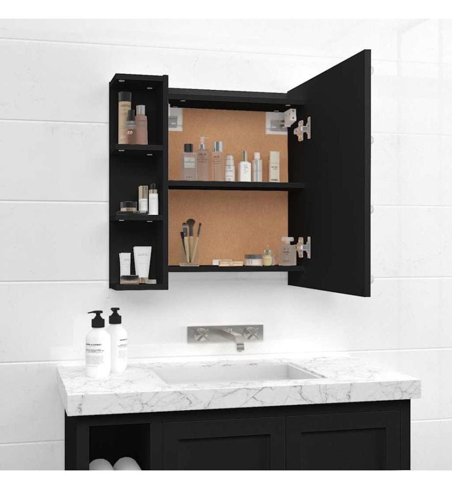 Spiegelschrank mit LED Schwarz 70x16,5x60 cm