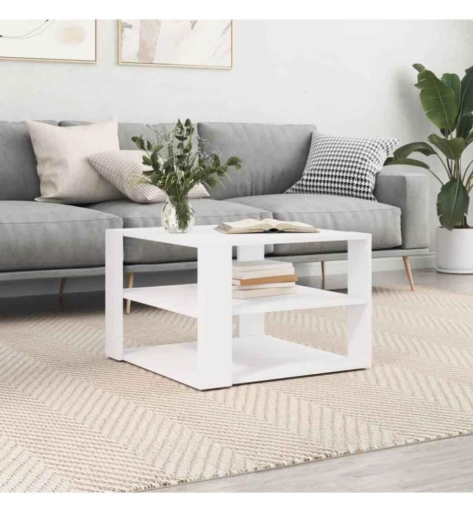 Table basse blanc 59,5x59,5x40 cm bois d'ingénierie