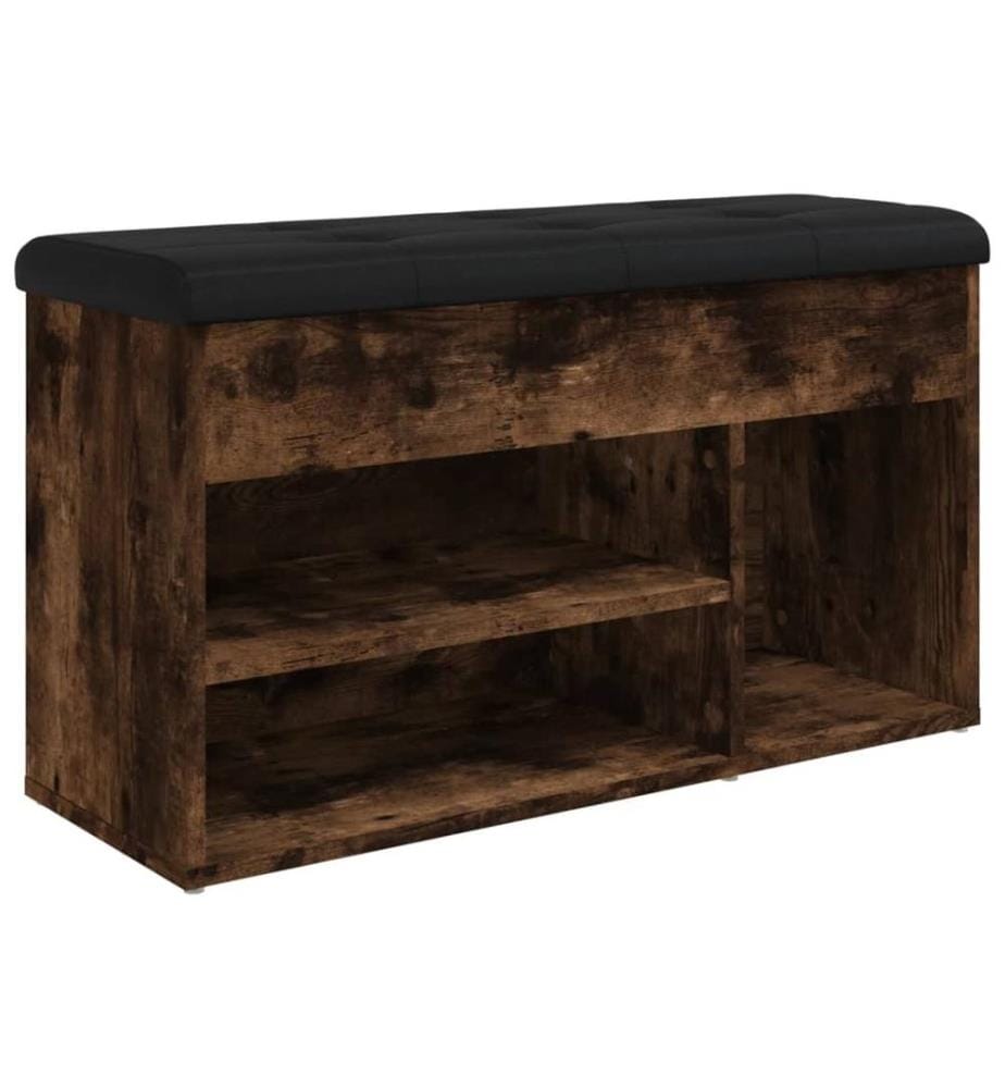 Banc à chaussures chêne fumé 82x32x45,5 cm bois d'ingénierie