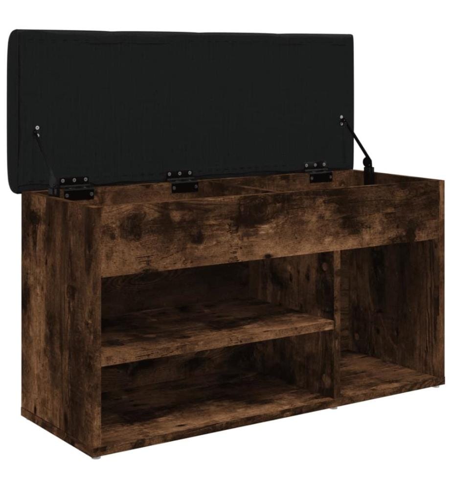Banc à chaussures chêne fumé 82x32x45,5 cm bois d'ingénierie
