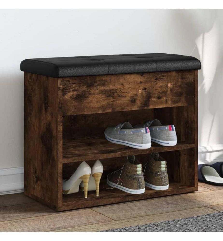 Banc à chaussures chêne fumé 62x32x50 cm bois d'ingénierie