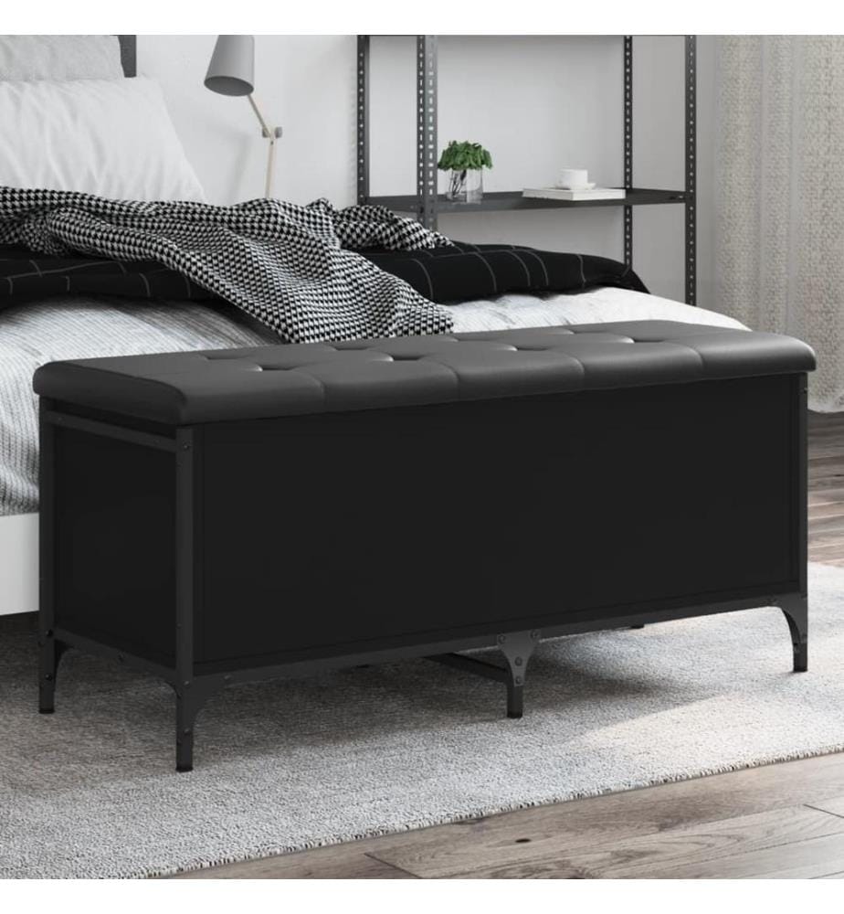 Sitzbank mit Stauraum Schwarz 102x42x45 cm Holzwerkstoff