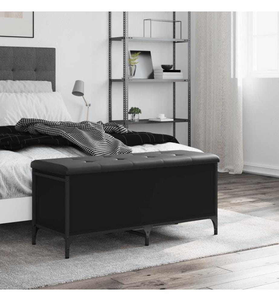 Sitzbank mit Stauraum Schwarz 102x42x45 cm Holzwerkstoff