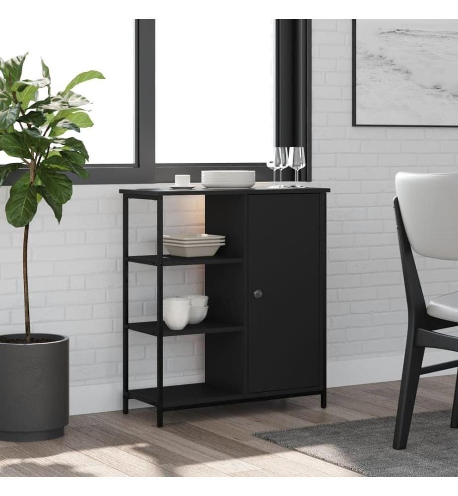 Buffet noir 70x30x80 cm bois d'ingénierie