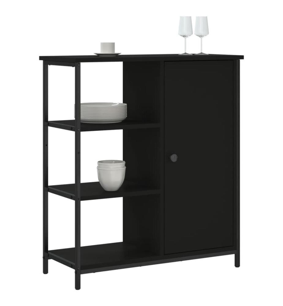 Buffet noir 70x30x80 cm bois d'ingénierie