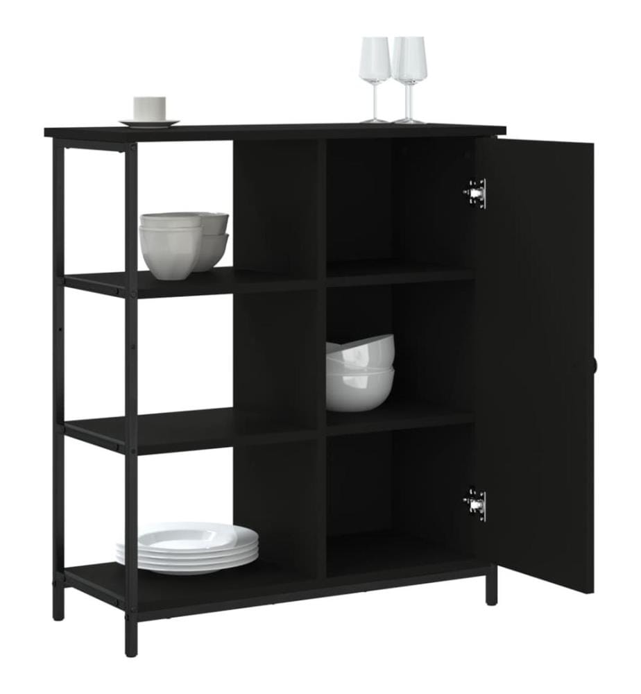 Buffet noir 70x30x80 cm bois d'ingénierie