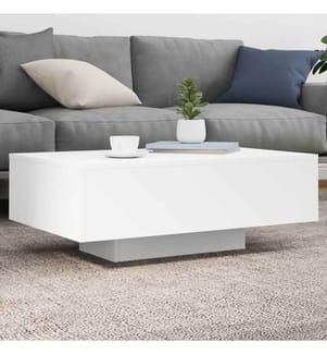 Table basse avec lumières LED blanc 85x55x31 cm
