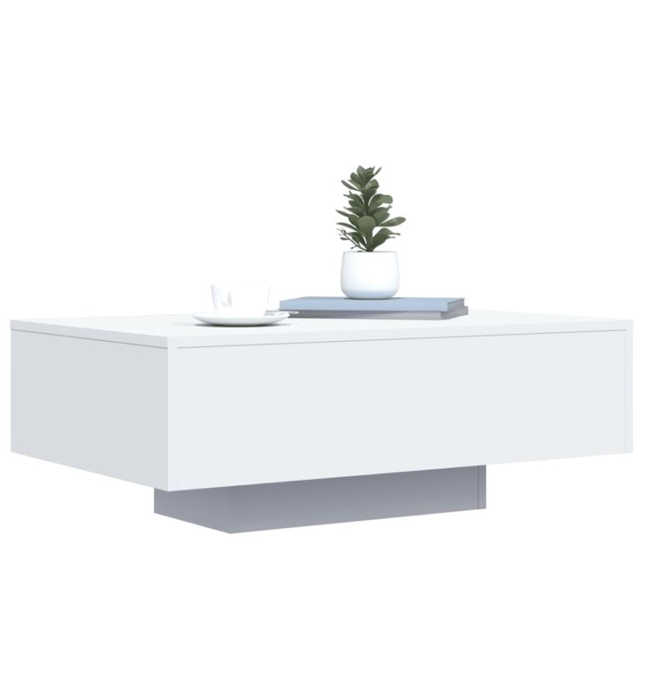Table basse avec lumières LED blanc 85x55x31 cm
