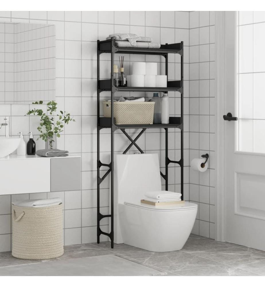 Waschmaschinenregal Schwarz 67x25x163 cm Holzwerkstoff