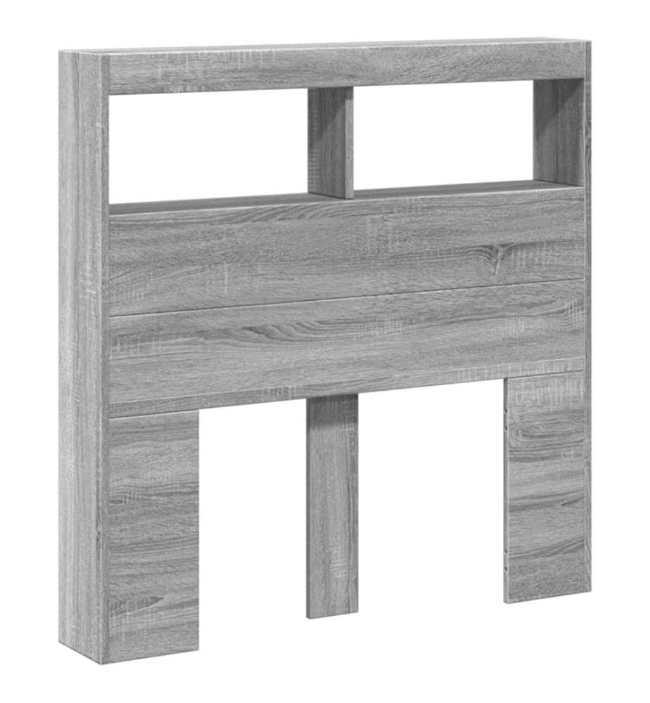 Armoire tête de lit avec LED sonoma gris 100x17x102 cm
