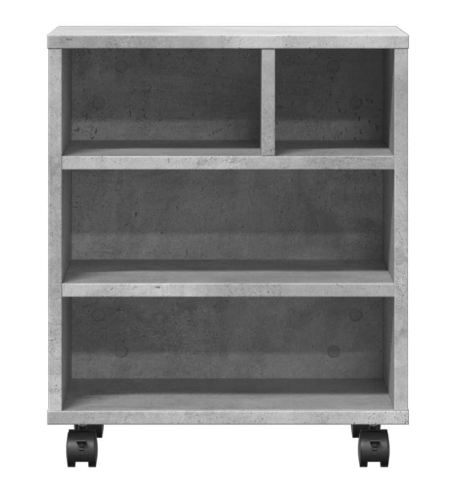 Support d'imprimante avec roulettes gris béton 41x32x48 cm