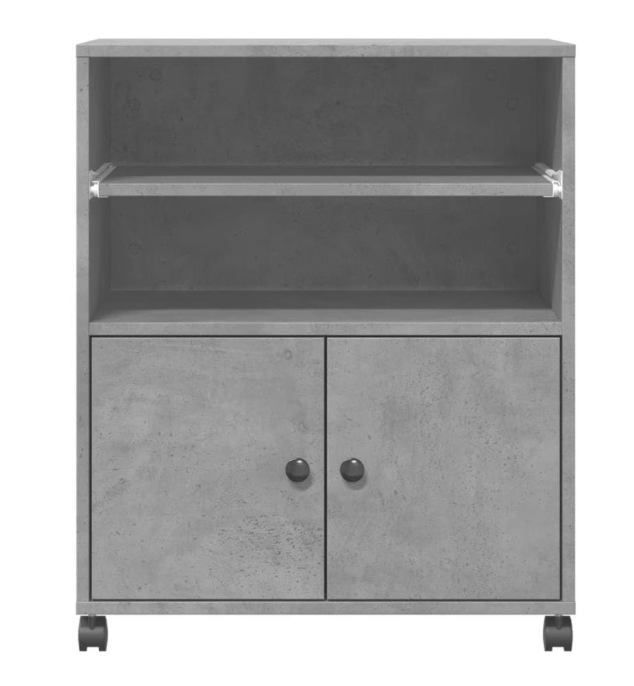 Support d'imprimante avec roulettes gris béton 60x48x74 cm