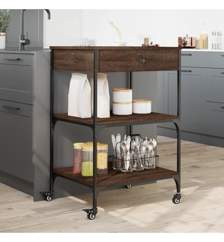 Küchenwagen Braun Eichen-Optik 60x48x89,5 cm Holzwerkstoff