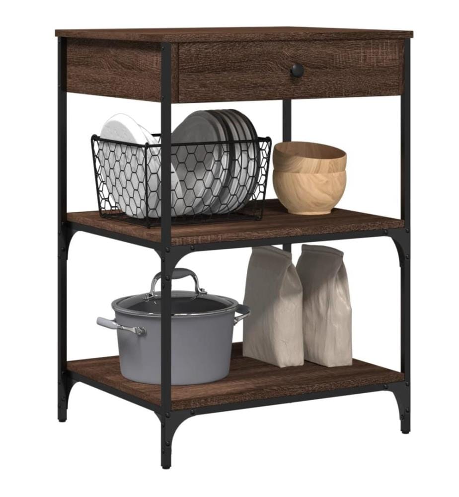 Küchenwagen Braun Eichen-Optik 60x48x89,5 cm Holzwerkstoff