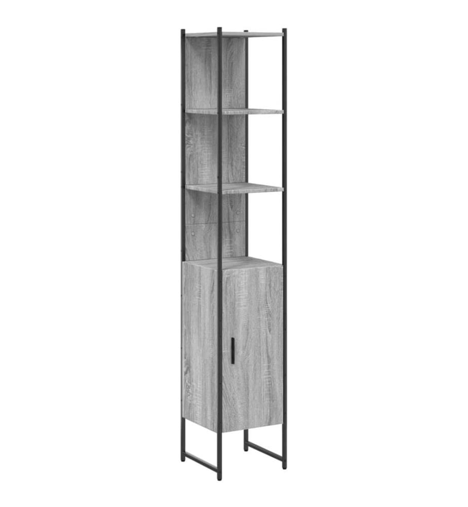 Badschrank Grau Sonoma 33x33x185,5 cm Holzwerkstoff