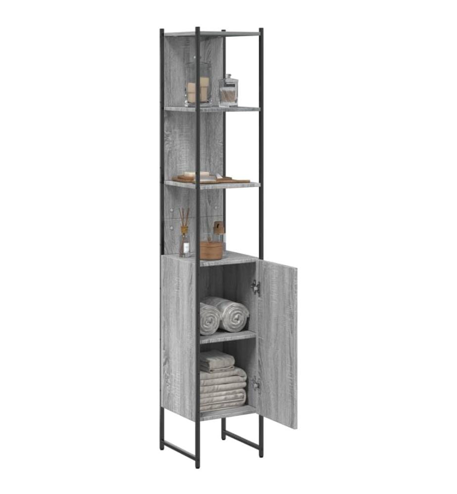 Badschrank Grau Sonoma 33x33x185,5 cm Holzwerkstoff