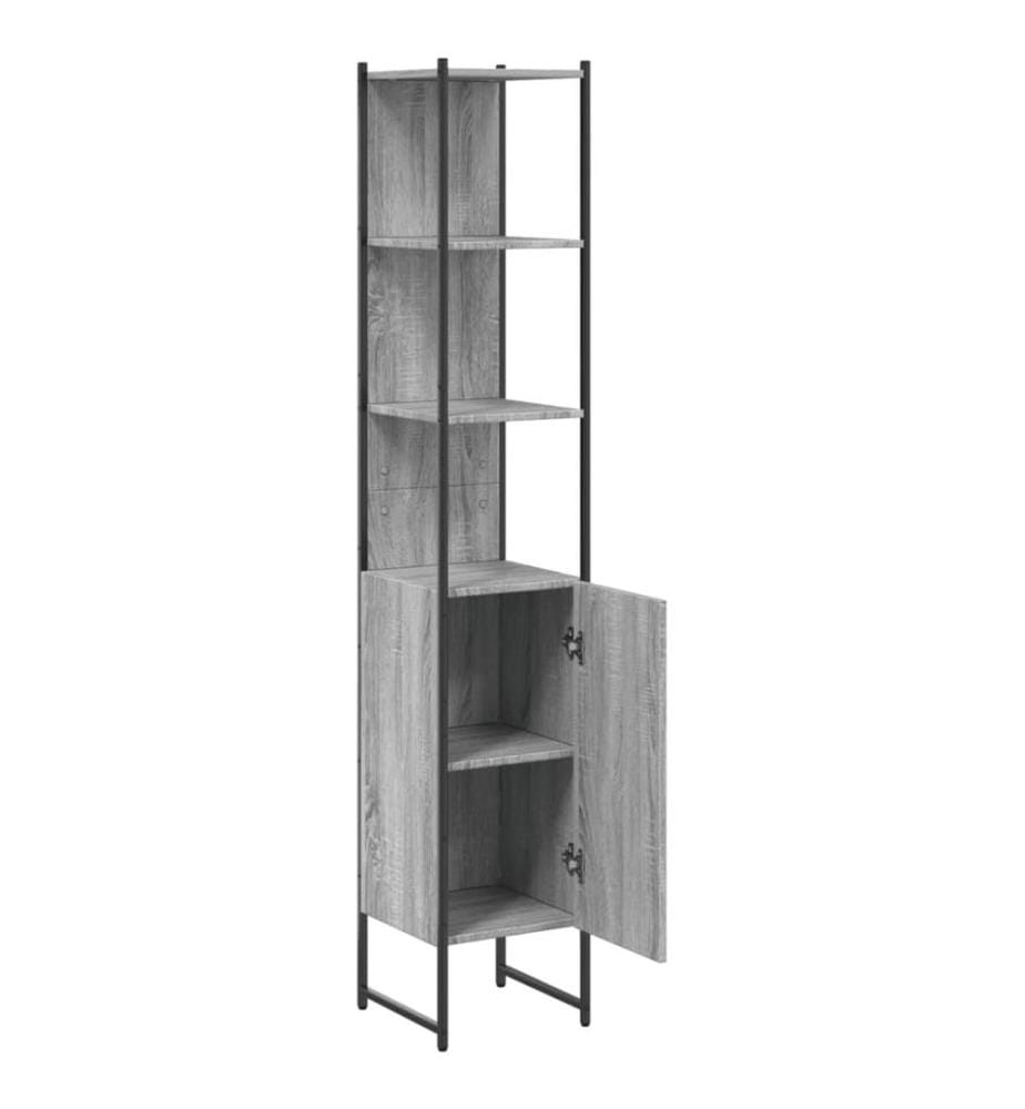 Badschrank Grau Sonoma 33x33x185,5 cm Holzwerkstoff
