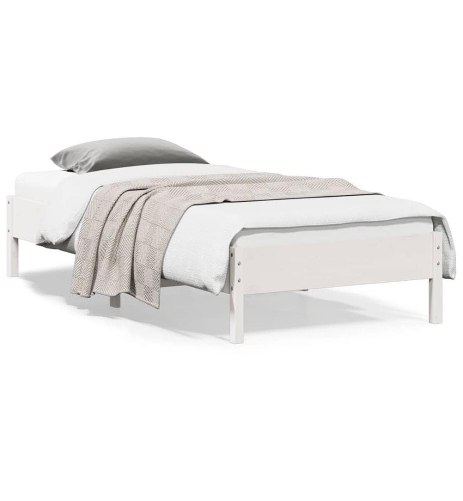 Cadre de lit blanc 100x200 cm bois de pin massif