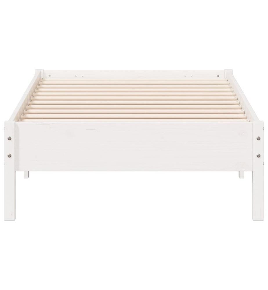 Cadre de lit blanc 100x200 cm bois de pin massif