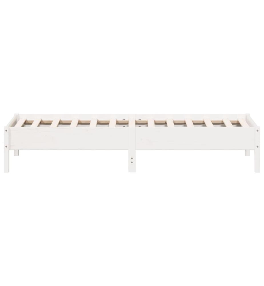 Cadre de lit blanc 100x200 cm bois de pin massif