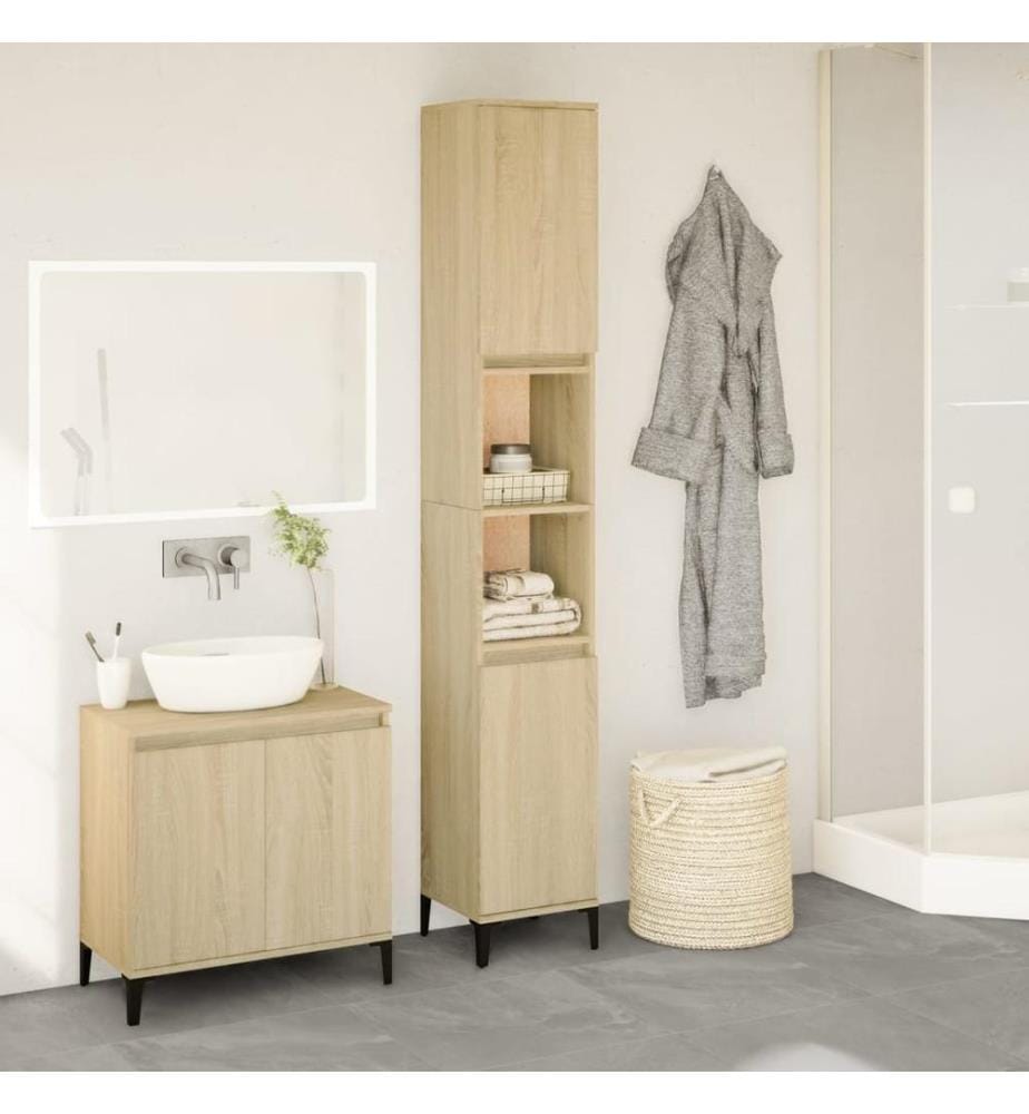 Badschrank Sonoma-Eiche 30x30x190 cm Holzwerkstoff
