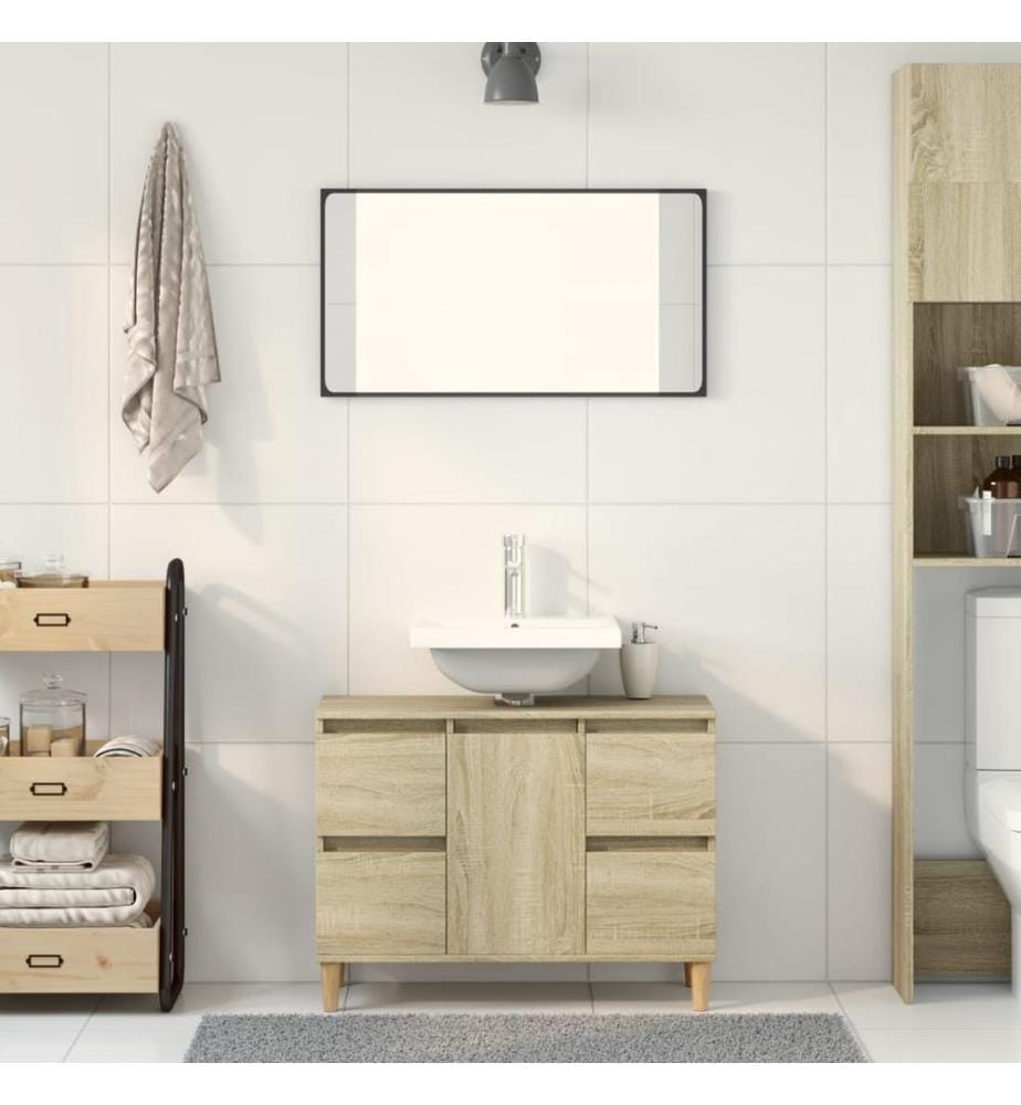 Waschbeckenunterschrank Sonoma-Eiche 80x33x60 cm Holzwerkstoff