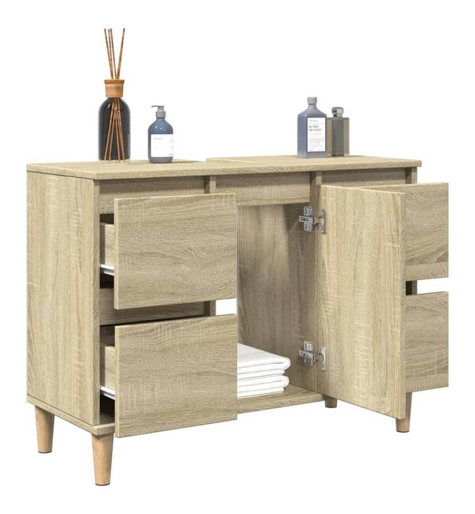 Waschbeckenunterschrank Sonoma-Eiche 80x33x60 cm Holzwerkstoff