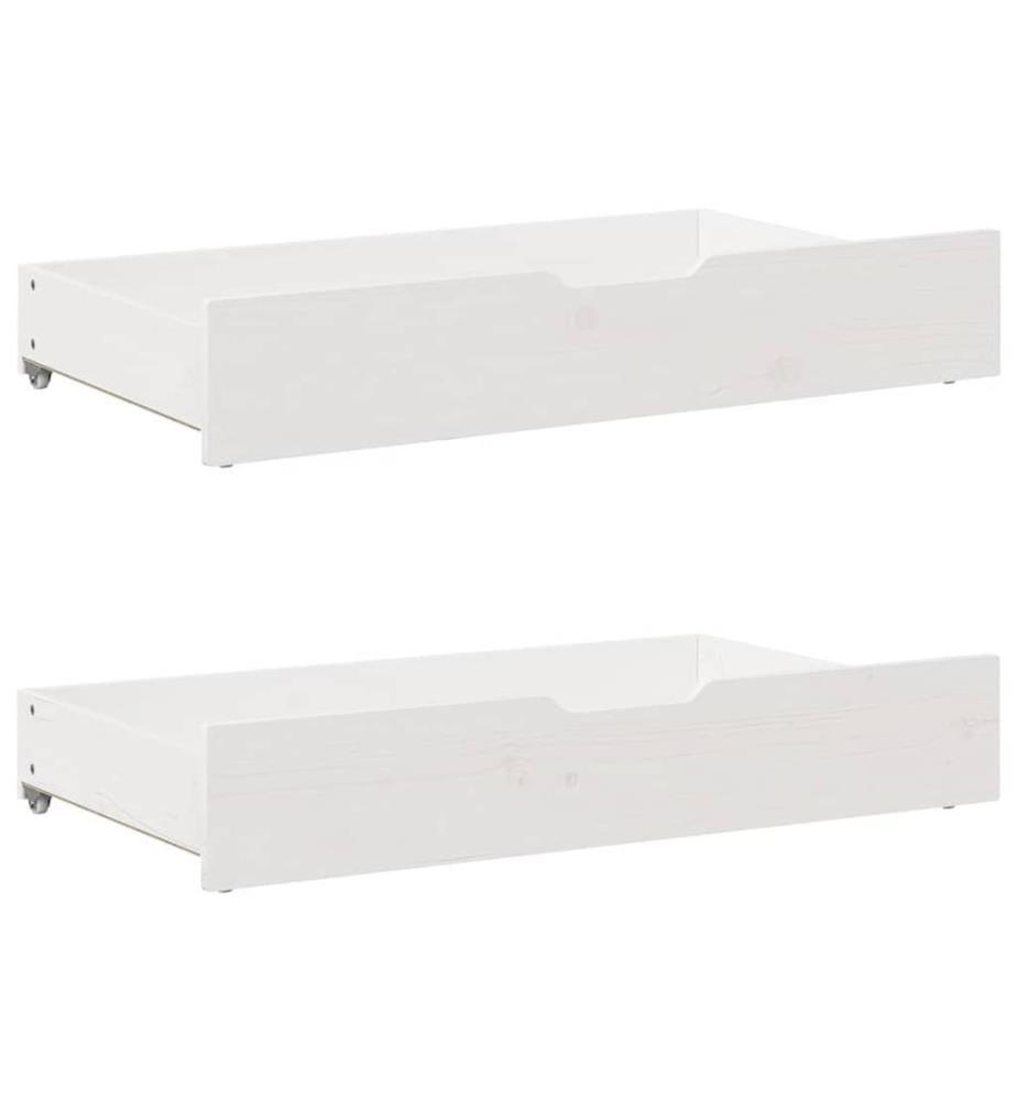 Tiroirs sous le lit 2 pcs blanc 95x55x17 cm bois de pin massif