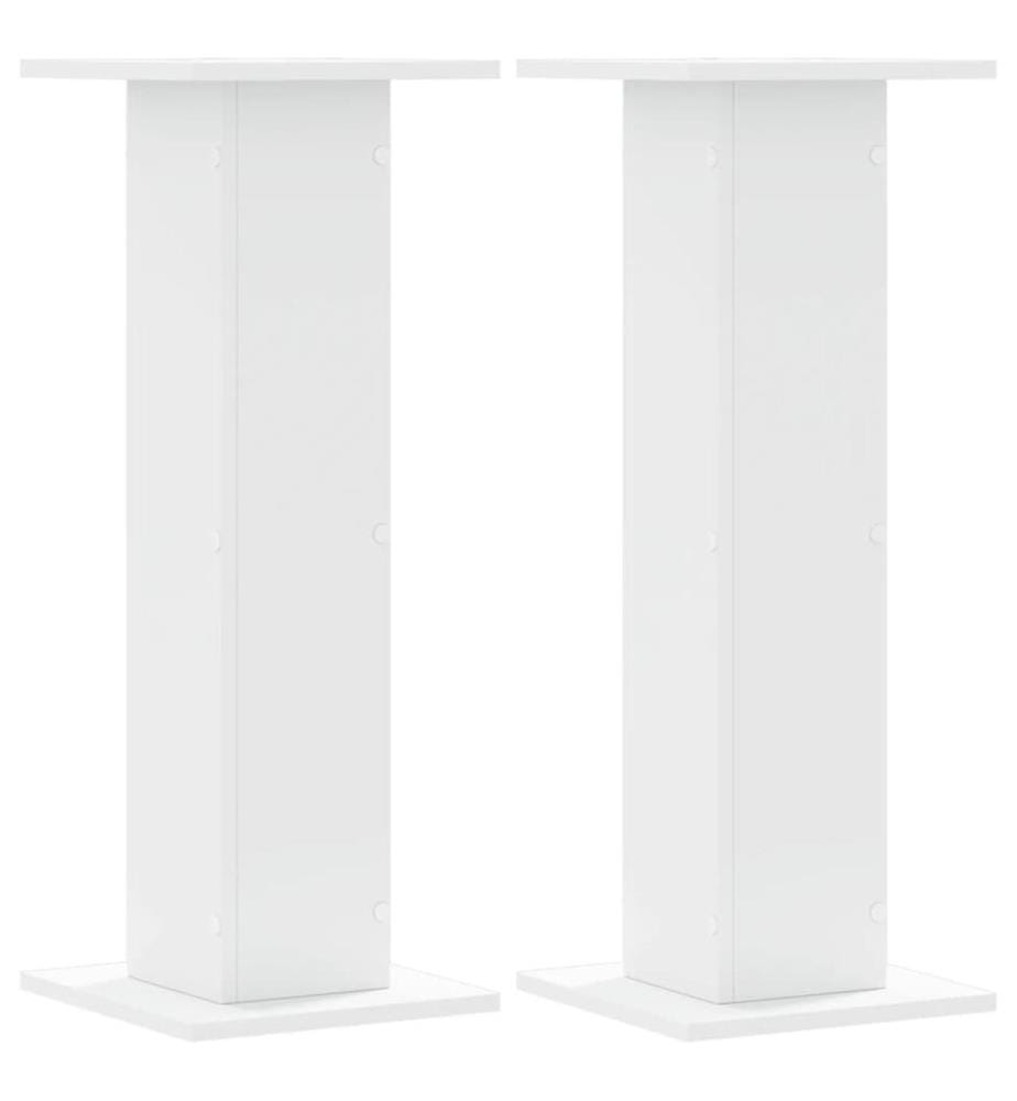 Supports de haut-parleurs 2 pcs blanc bois d'ingénierie